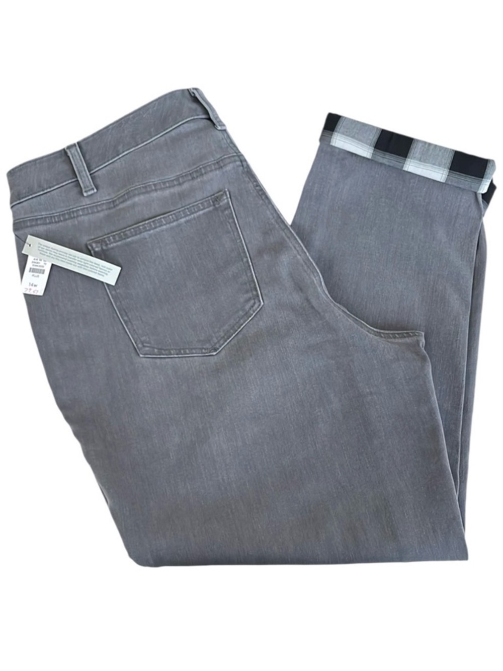 NWT Talbots Flannel Trimmed Jeans Grey Size 14W